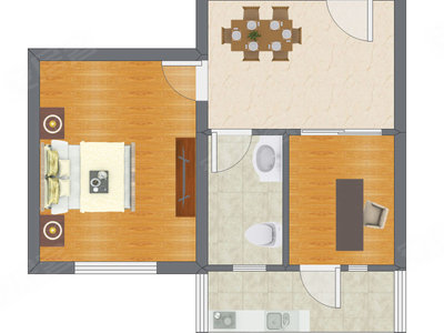 2室1厅 58.31平米