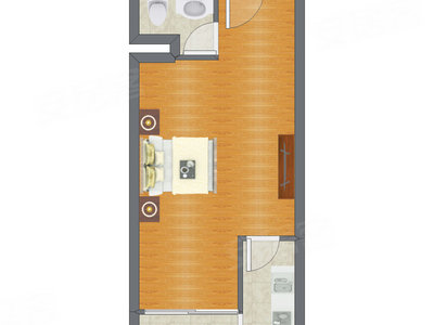 1室0厅 46.99平米户型图