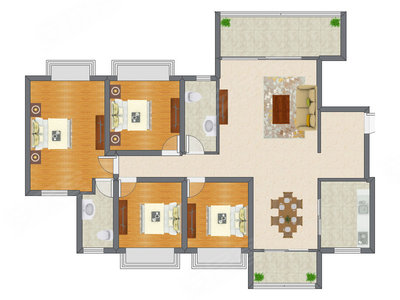 4室2厅 80.00平米