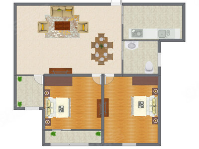 2室1厅 135.49平米