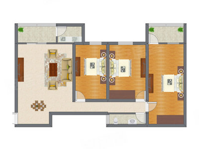 3室2厅 83.59平米户型图