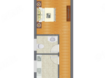 1室1厅 25.70平米户型图