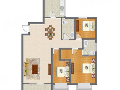 3室2厅 126.00平米