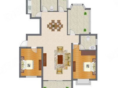 2室2厅 112.77平米户型图