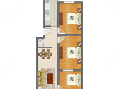 3室2厅 80.14平米