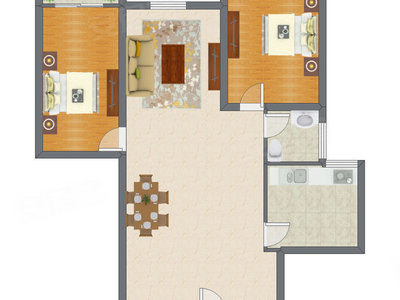 2室2厅 78.21平米户型图