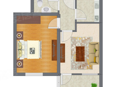 1室1厅 51.83平米户型图
