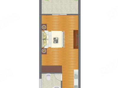 1室0厅 40.96平米户型图