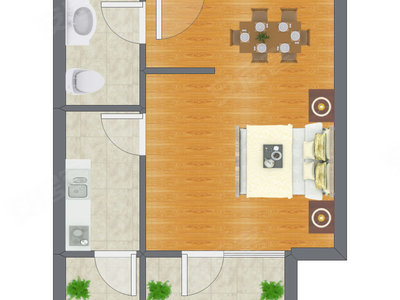 1室0厅 43.31平米户型图