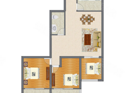 3室2厅 125.12平米户型图