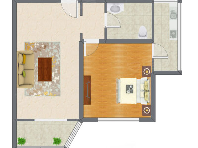 1室1厅 86.95平米户型图