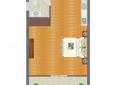1室1厅 47.99平米户型图