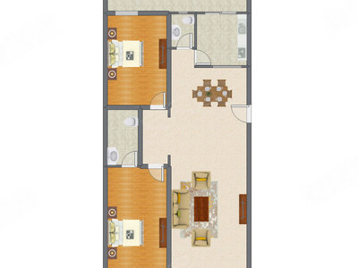 2室2厅 134.62平米户型图