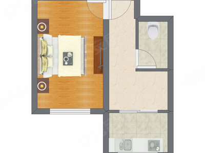 1室1厅 40.52平米