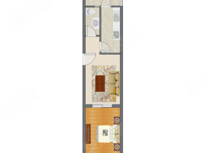 1室1厅 55.34平米户型图