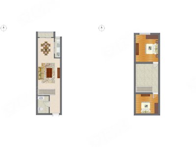2室2厅 49.30平米
