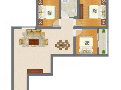 2室2厅 64.25平米