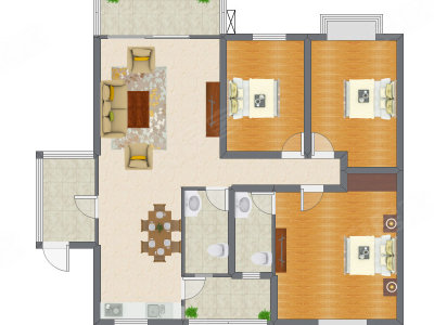 3室2厅 130.32平米