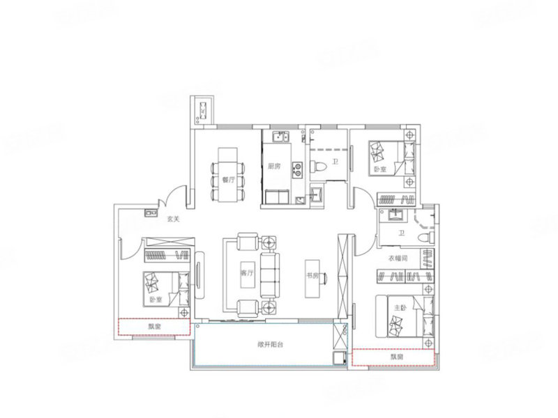 拓基鼎元府3室2厅2卫135㎡南北203万