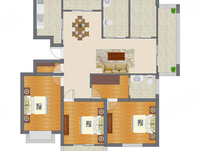 3室2厅 107.75平米
