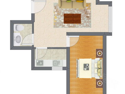 1室1厅 53.26平米