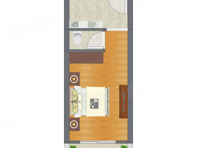 1室0厅 30.26平米户型图