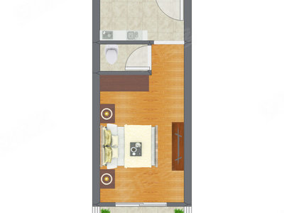 1室0厅 30.26平米户型图