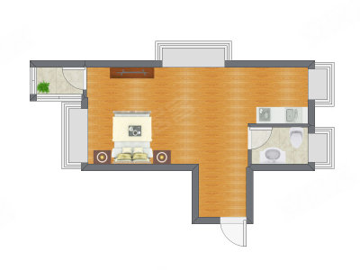 1室0厅 50.54平米户型图