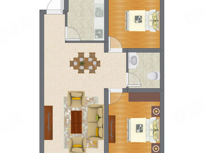 2室2厅 79.53平米户型图