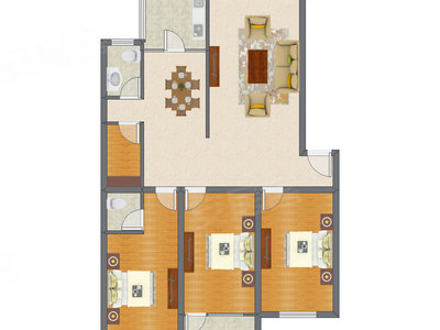 3室2厅 137.30平米户型图