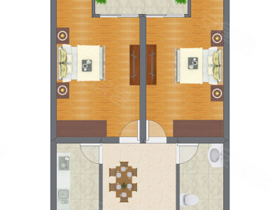 2室1厅 78.16平米户型图