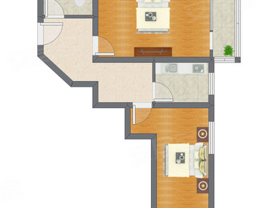 2室1厅 64.65平米