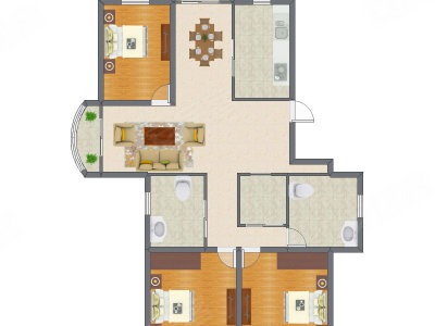 3室2厅 116.39平米