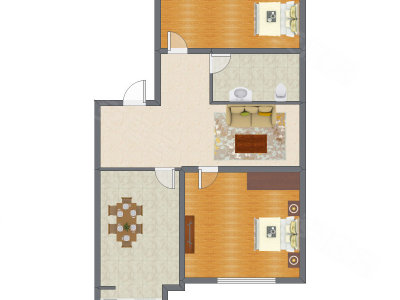 2室1厅 90.71平米户型图