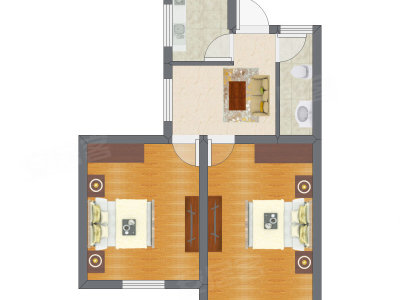 2室1厅 54.11平米