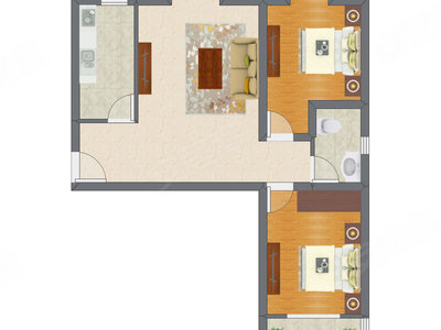 2室1厅 92.91平米户型图