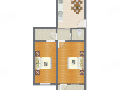 2室1厅 64.50平米
