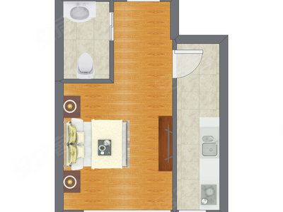 1室0厅 30.95平米户型图