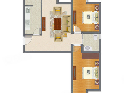 2室1厅 100.24平米户型图