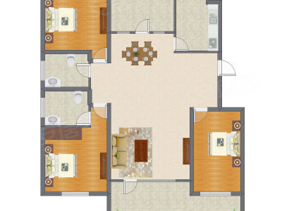3室2厅 150.41平米