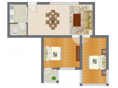 2室2厅 76.44平米户型图