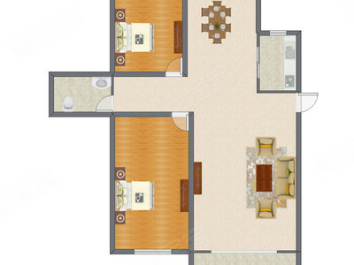 2室2厅 103.60平米户型图