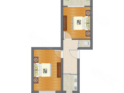 2室1厅 50.32平米户型图