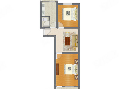 2室1厅 67.11平米