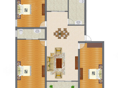 3室2厅 124.82平米