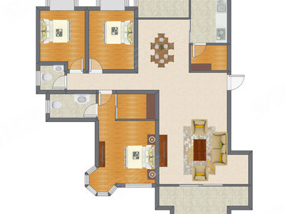 3室2厅 118.37平米户型图