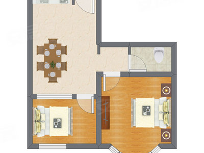 2室1厅 64.50平米户型图