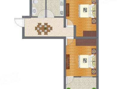 2室1厅 45.31平米