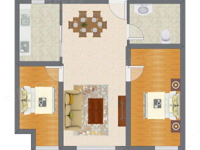 2室2厅 84.70平米户型图