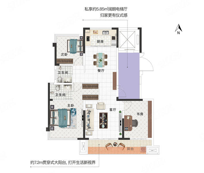 水投常绿壹号院3室2厅2卫127㎡南160万